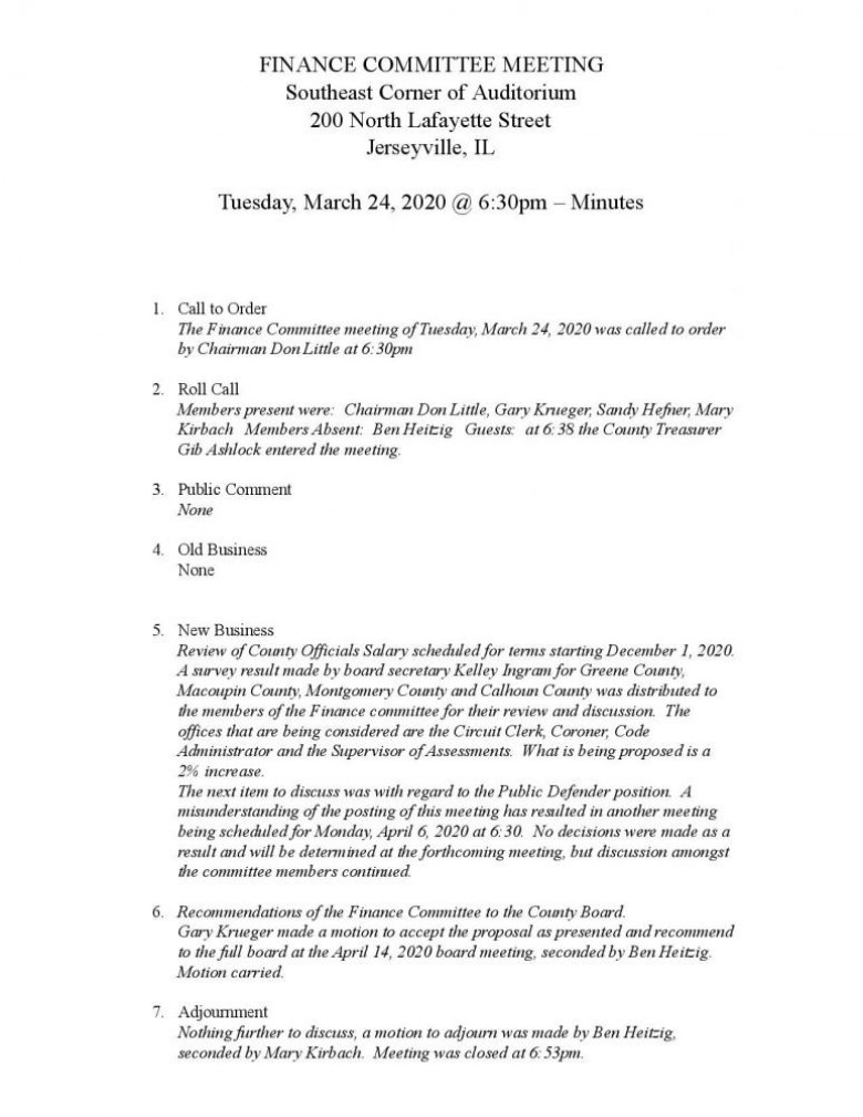 Finance Committee Meeting - March 24, 2020